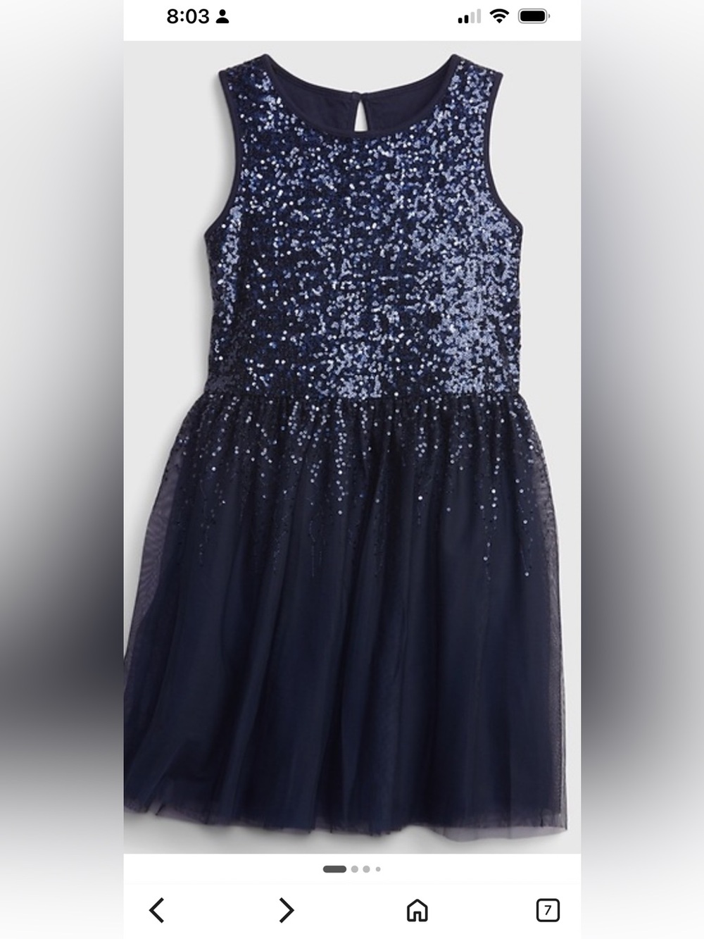 GAP Navy Blue Sequin Tulle Formal Dress